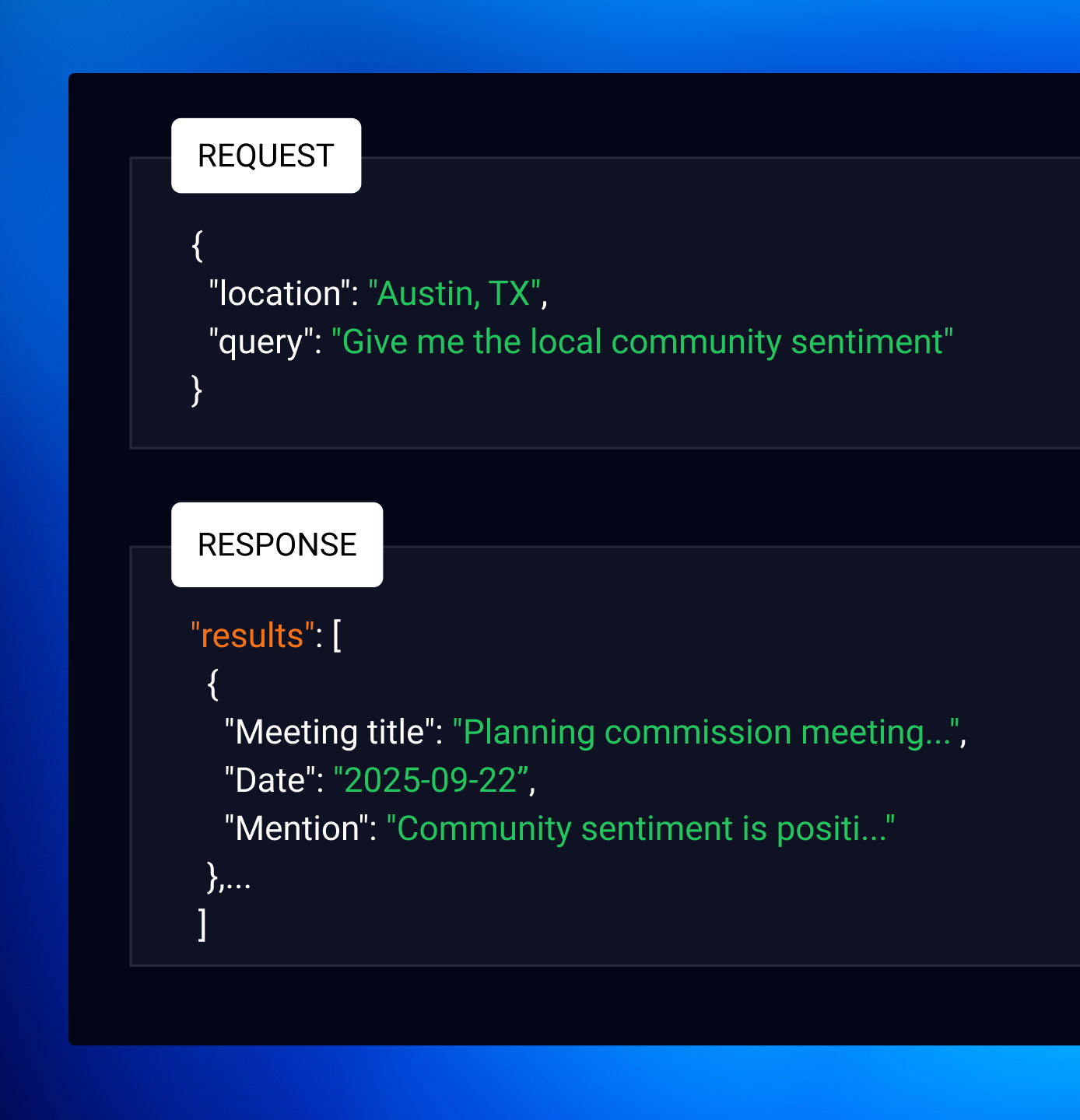 Search API interface on mobile device